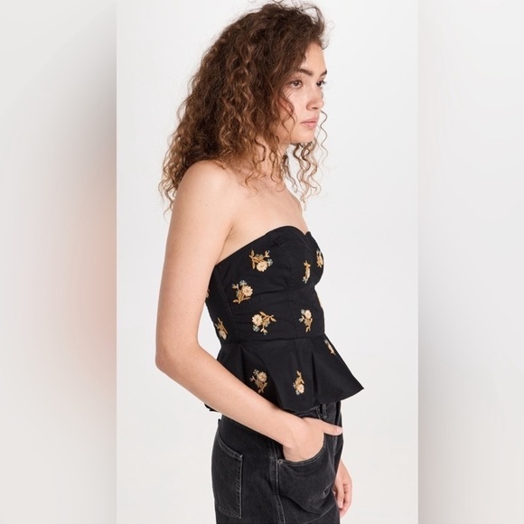 NWT!Veronica Beard Chaka Strapless Floral Embroidered Corset Bodice Top Black 🖤 - Picture 7 of 15